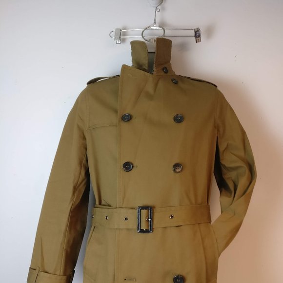 Minimalist Double Breasted belted Long Trench Coat with pockets 38R UnLined, new - Picture 1 of 16